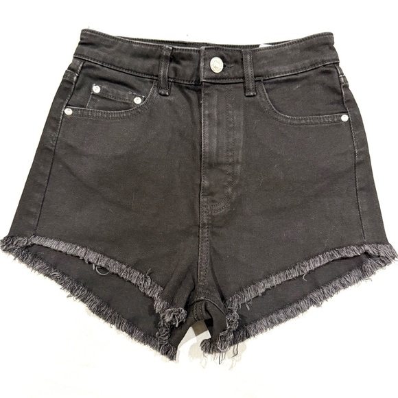 Zara Pants - Zara woman Black Frayed Denim high waisted short.Size USA 02